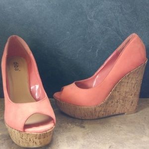 Diba coral cork wedge